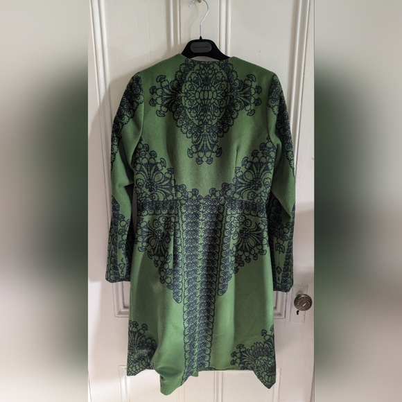 Tracy Reese Green and Black Patterned Coat - Picture 5 of 15